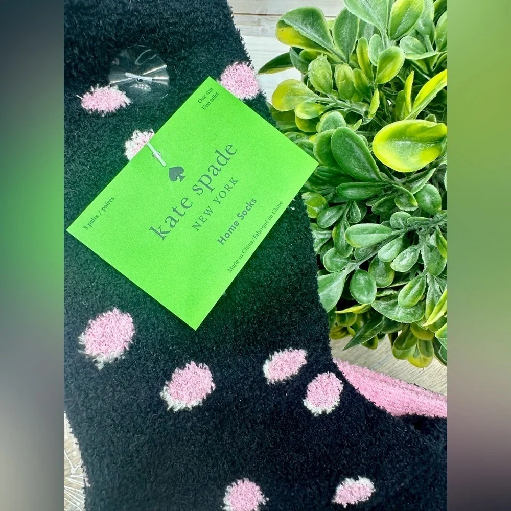 Kate Spade Fuzzy Home Crew Socks OS NWT